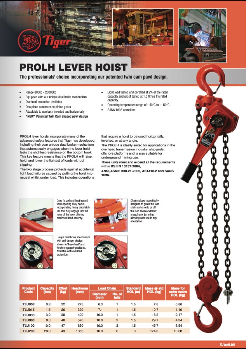 Lever Hoist Cranes Complete Products